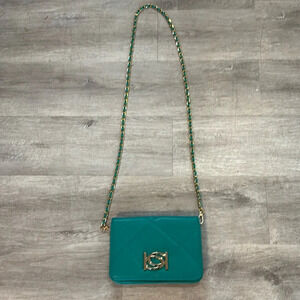 - Bebe EUC crossbody bag teal color gold logo